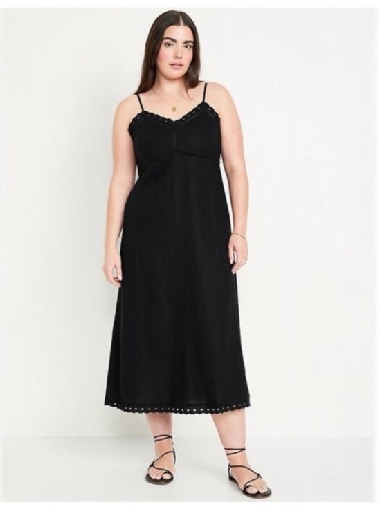 Old Navy Dresses & Skirts - NEW Old Navy Linen Blend Cami Midi Dress in Black - Size 3X